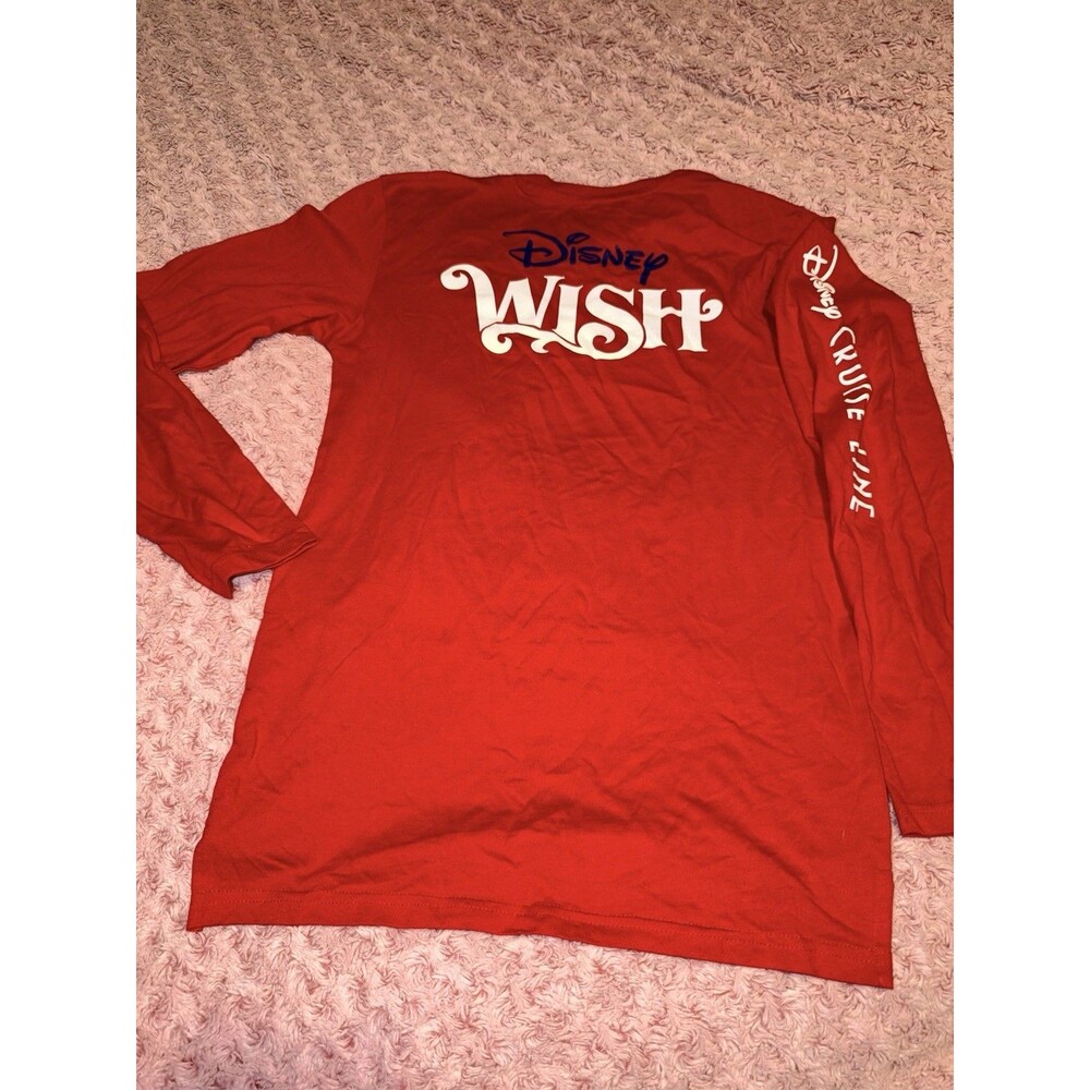 Disney Cruise Line Wish Long Sleeve Graphic T-Shirt Red Too DCL Small